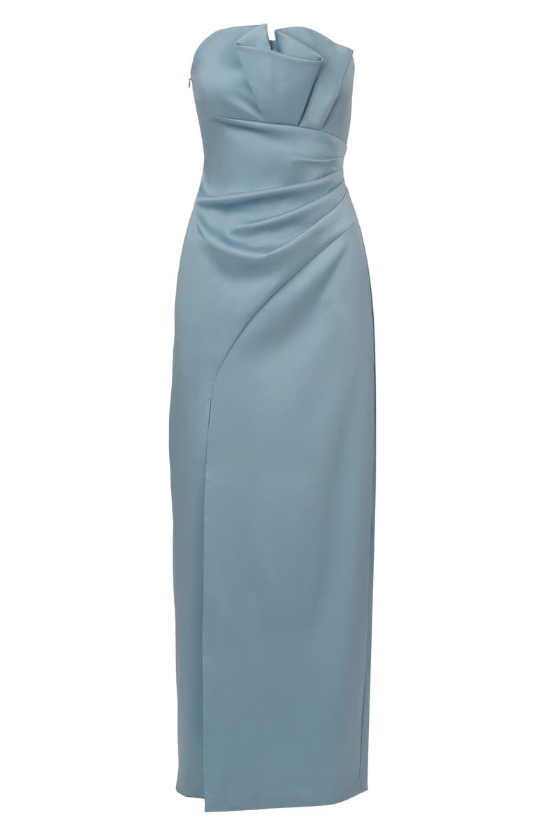 Aidan Mattox Strapless Column Gown, Alternate, color, Blue Grey