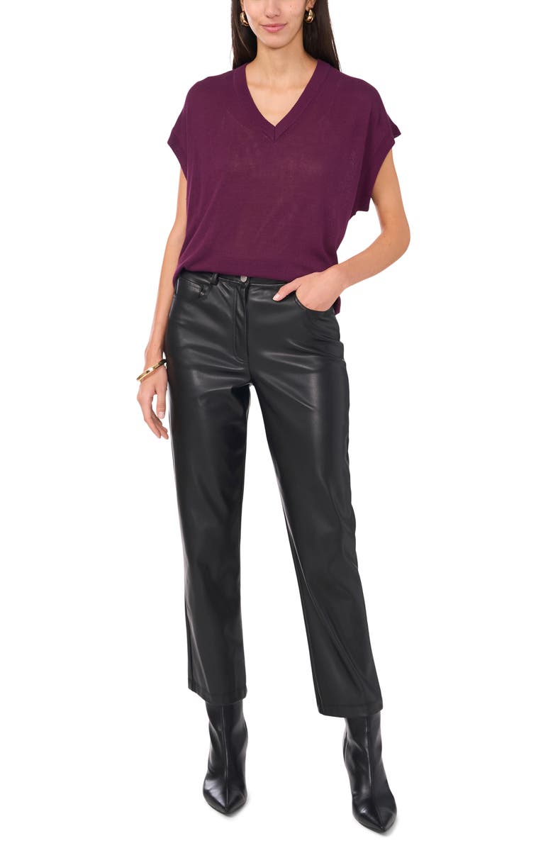 Vince Camuto Short Sleeve V-Neck Sweater, Alternate, color, Winter Bloom