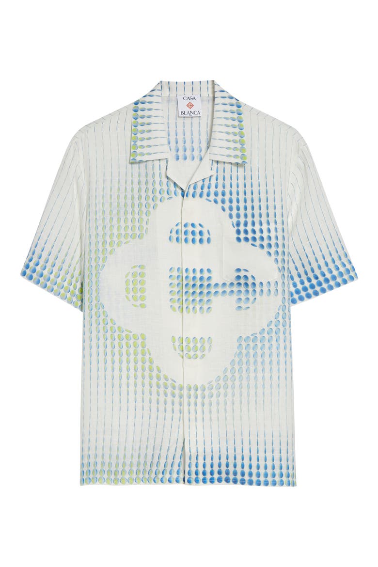 Dots Linen Camp Shirt, Alternate, color, DOTS