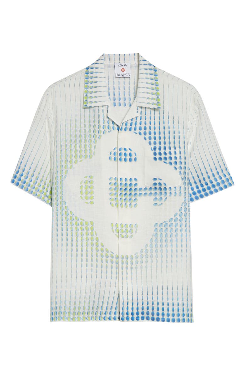 Casablanca Dots Linen Camp Shirt, Main, color, Dots