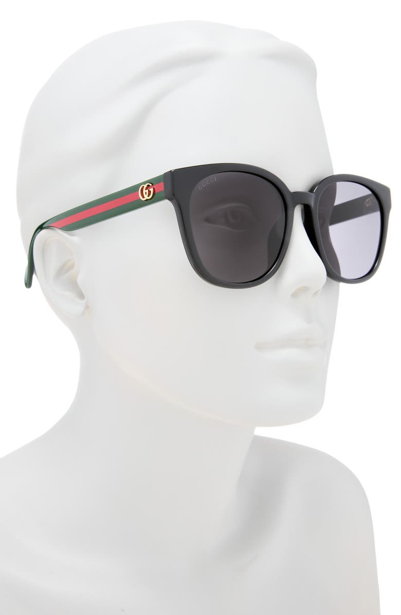 Gucci 56mm Cat Eye Sunglasses, Alternate, color, Black Green Grey