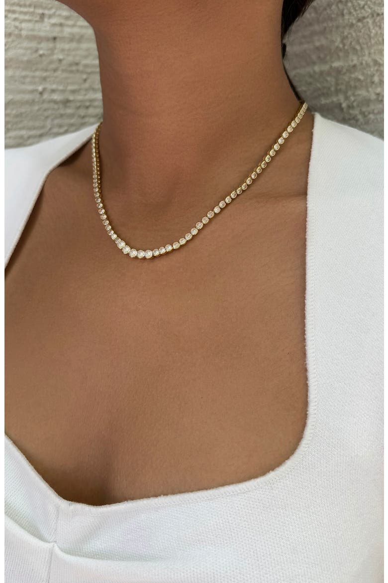 Bezel Crystal Tennis Necklace, Alternate, color, GOLD