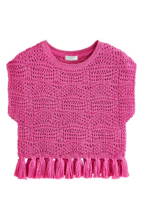 Kids' Open Stitch Tassel Trim Sweater (Little Kid & Big Kid)
