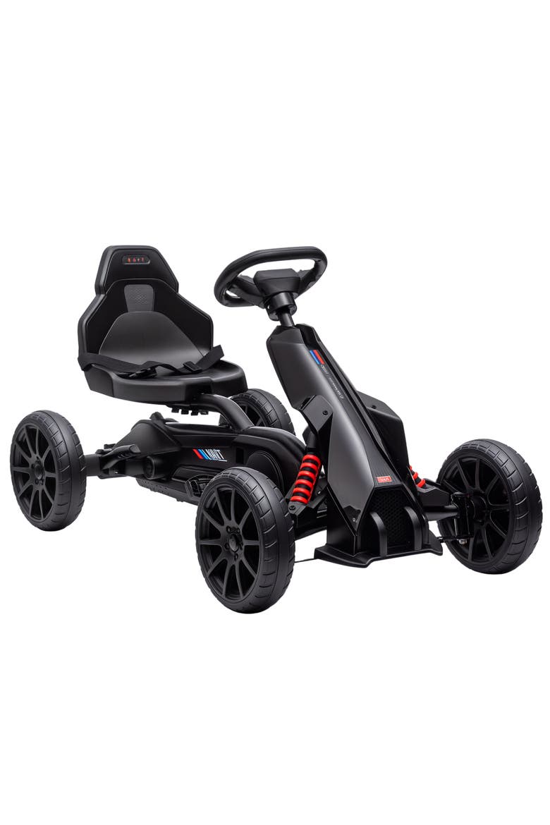 Kids Pedal Go Kart, Adjustable Seat, Swing Axle, Handbrake, EVA Wheels, Black, Main, color, Black