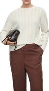 MANGO Metallic Pointelle Cable Knit Sweater