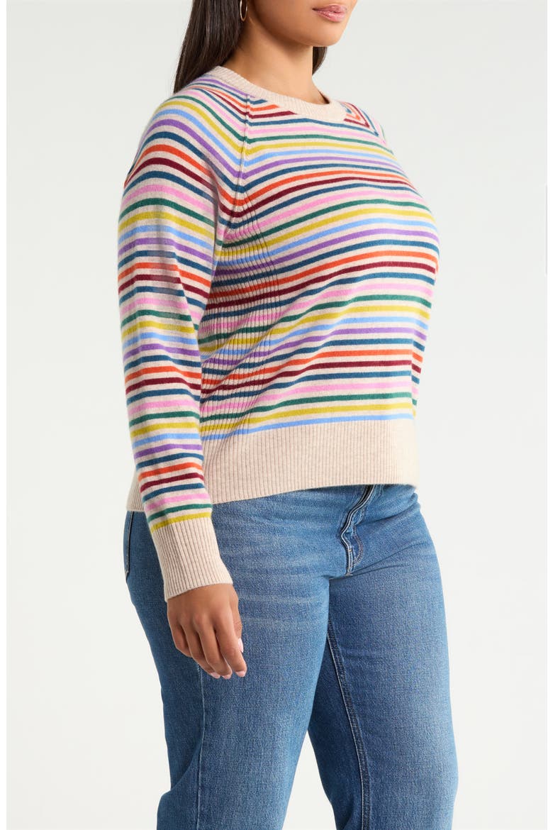 Wool & Cashmere Raglan Sweater, Alternate, color, OATMEAL MULTI BOWEN STRIPE