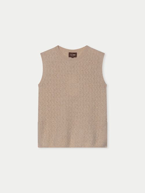 Gobi Cashmere Ajour Knit Crewneck Cashmere Vest In Neutral