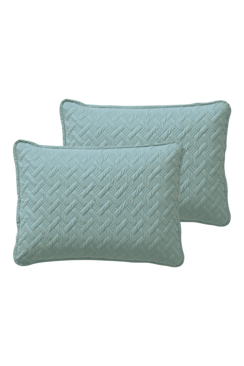 Nina Embossed Basketweave Quilt Set - Full/Queen, Alternate, color, BLUE