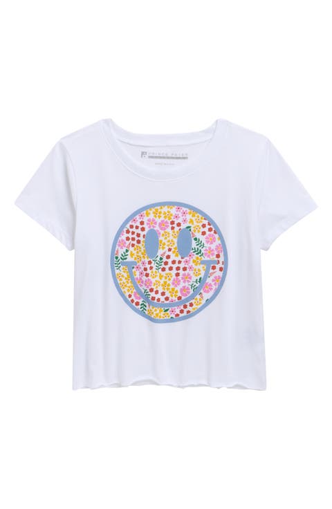 Kids' Bright Smiley Crop Graphic T-Shirt (Little Kid & Big Kid)