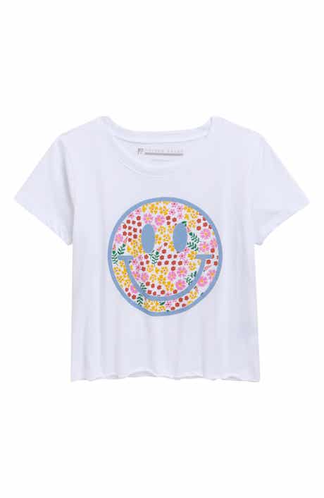 Prince Peter Kids' Bright Smiley Crop Graphic T-Shirt