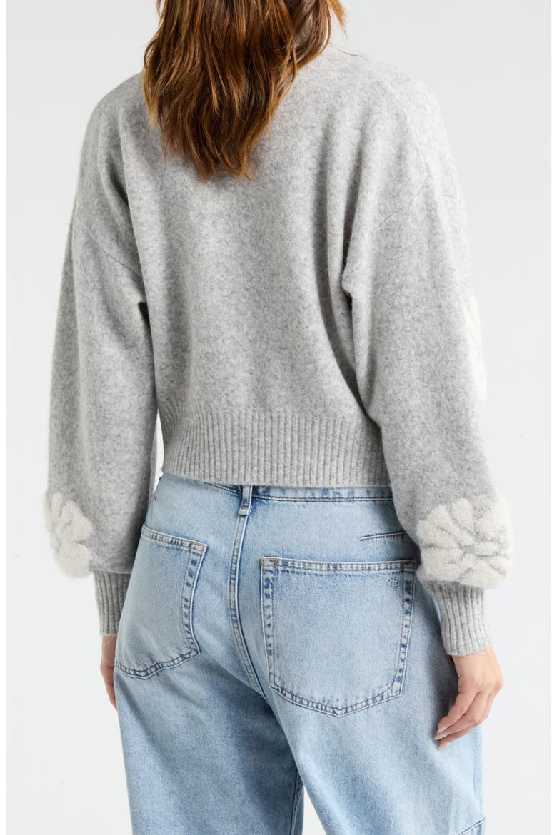 Floral Zip Front Crop Cardigan, Alternate, color, HEATHER GREY COMBO