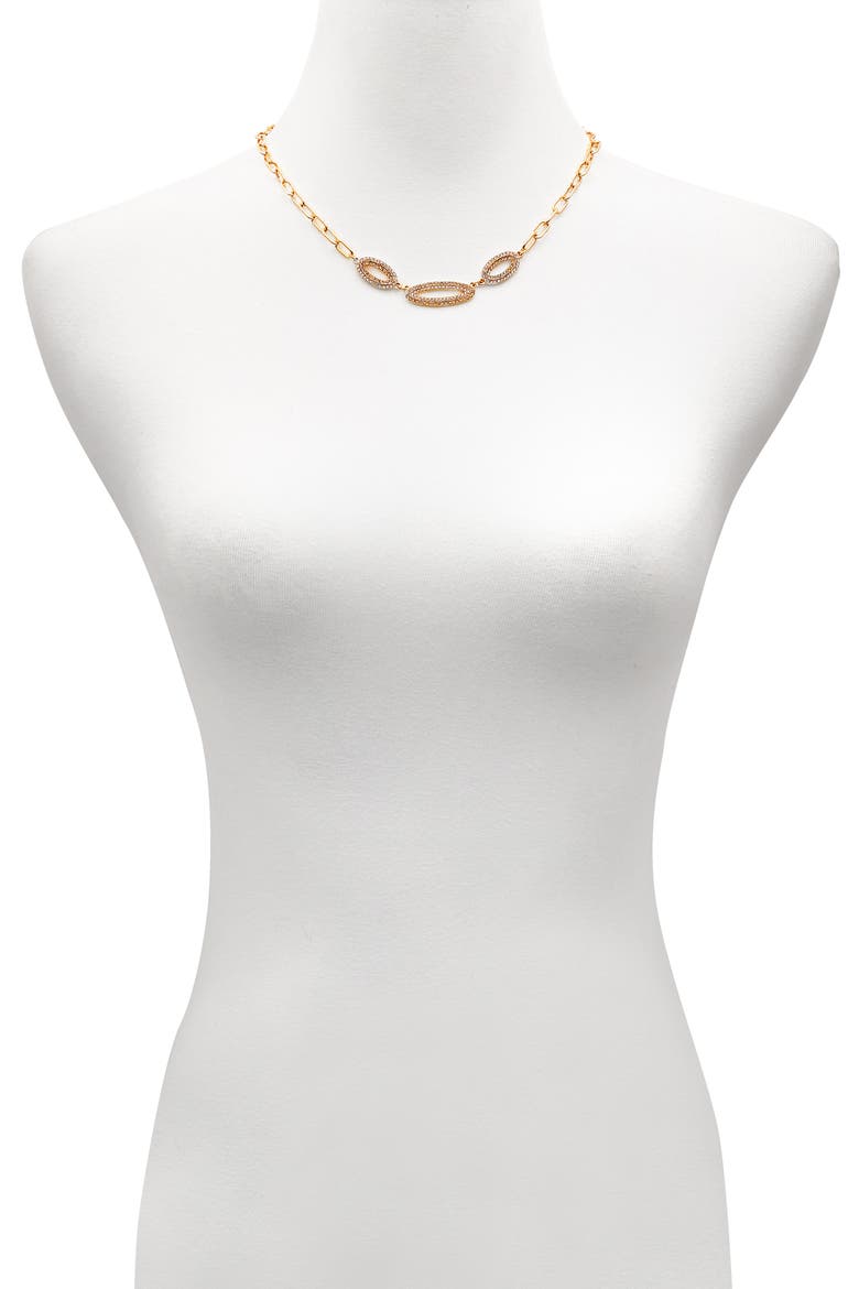 Pavé Crystal Chain Pendant Necklace, Alternate, color, GOLD