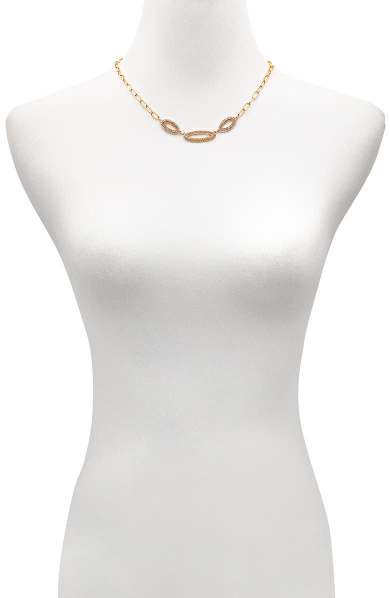 Vince Camuto Pavé Crystal Chain Pendant Necklace, Alternate, color, Gold Tone