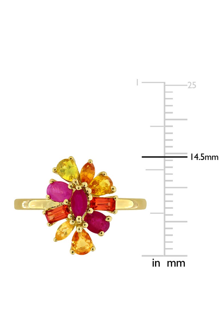 Ruby & Sapphire Floral Ring Plated Silver, Alternate, color, Ruby