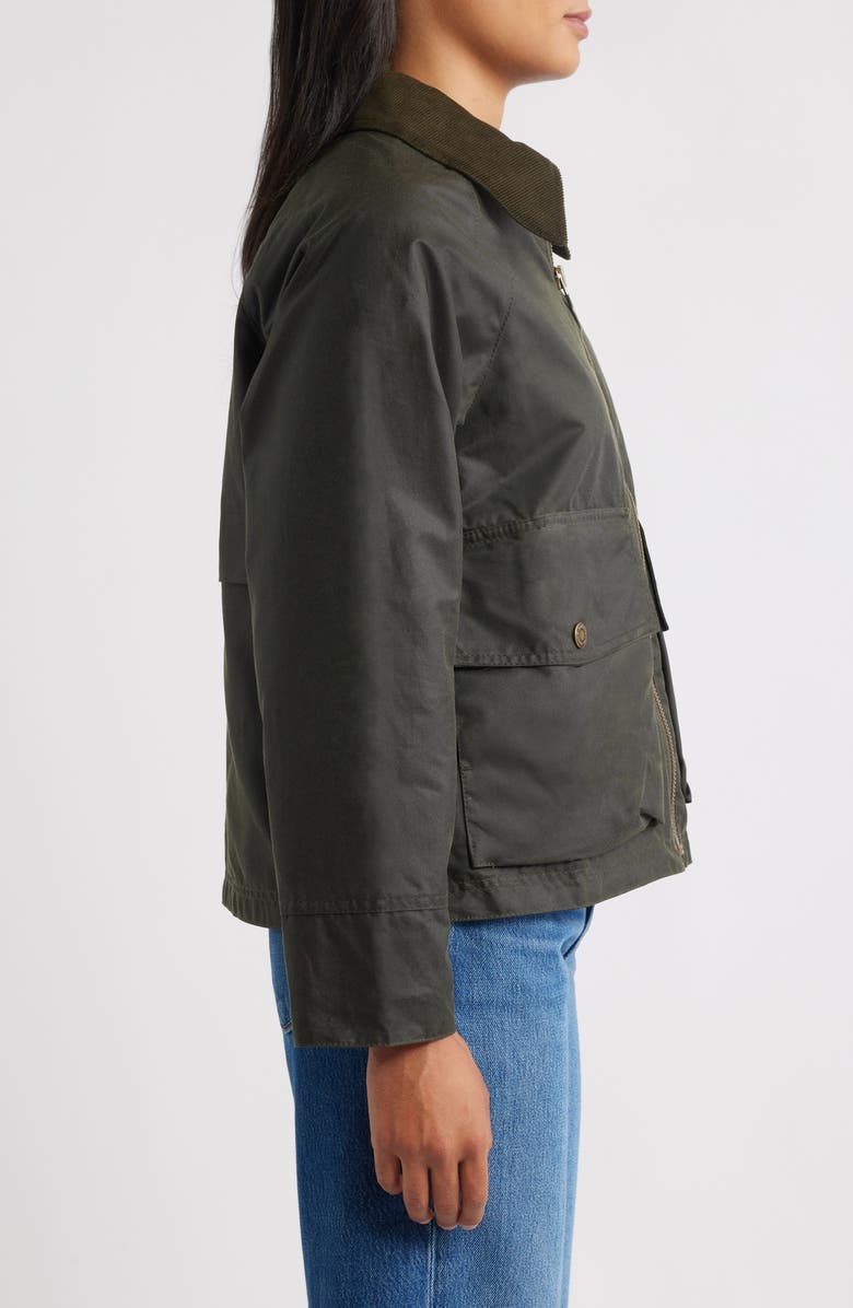 Barbour Croxdale Waxed Cotton Jacket, Alternate, color, Archive Olive