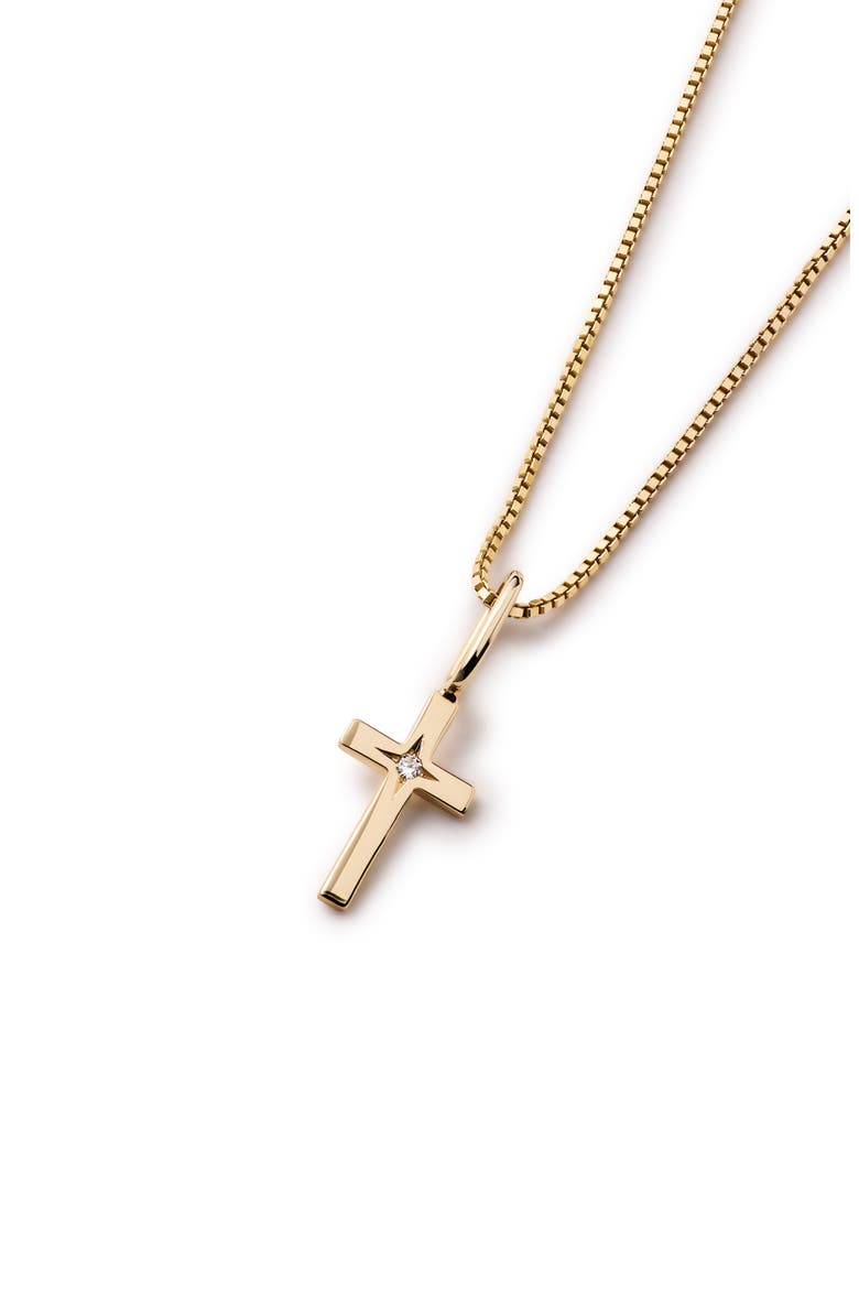 Solid Yellow Gold - Diamond Cross Necklace, Alternate, color, Gold