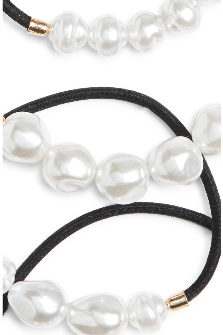 5-Pack Faux Pearl Ponytail Holders, Alternate, color, BLACK- WHITE