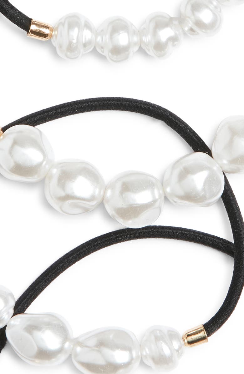 Chelsea28 5-Pack Faux Pearl Ponytail Holders, Alternate, color, Black- White