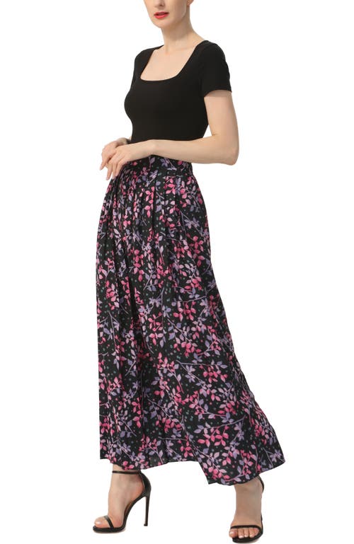 Kimi & Kai Print Box Pleat Maxi Skirt In Multi