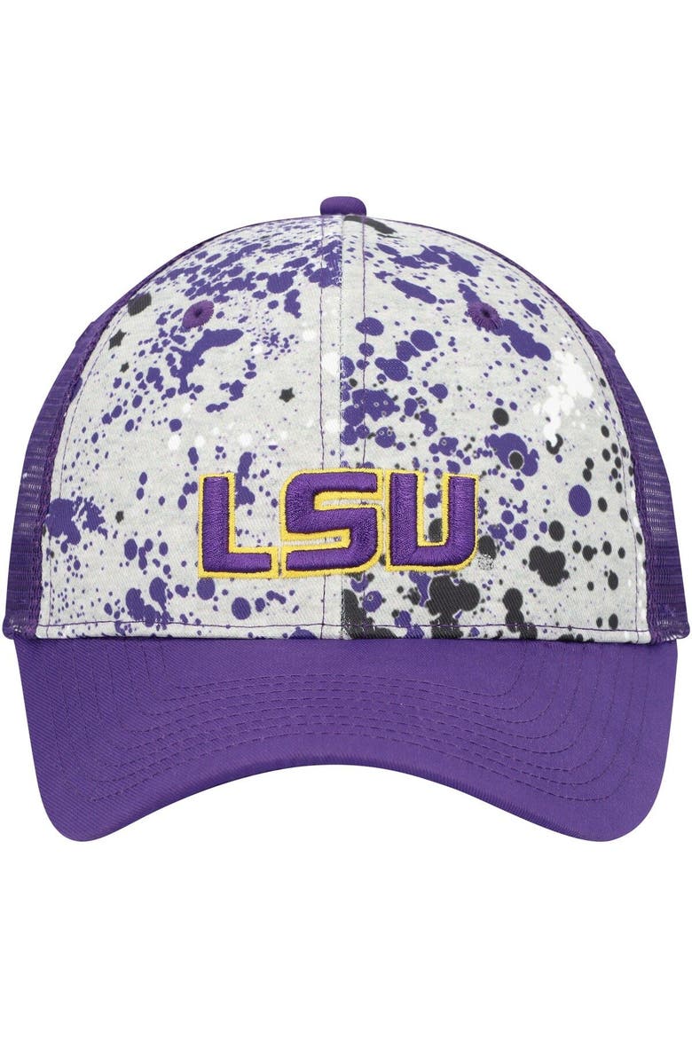 Men's Colosseum Gray/Purple LSU Tigers Love Fern Trucker Snapback Hat, Alternate, color, Gray