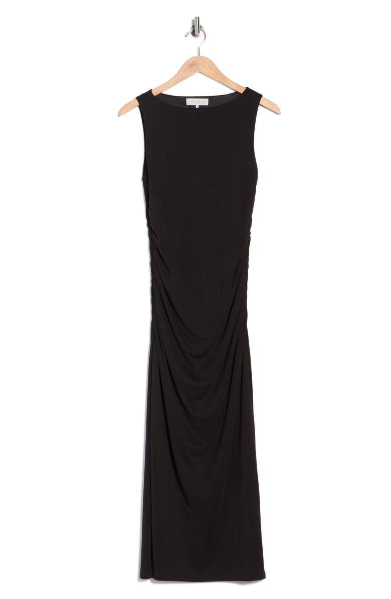 WAYF Ruched Sleeveless Dress, Main, color, Black