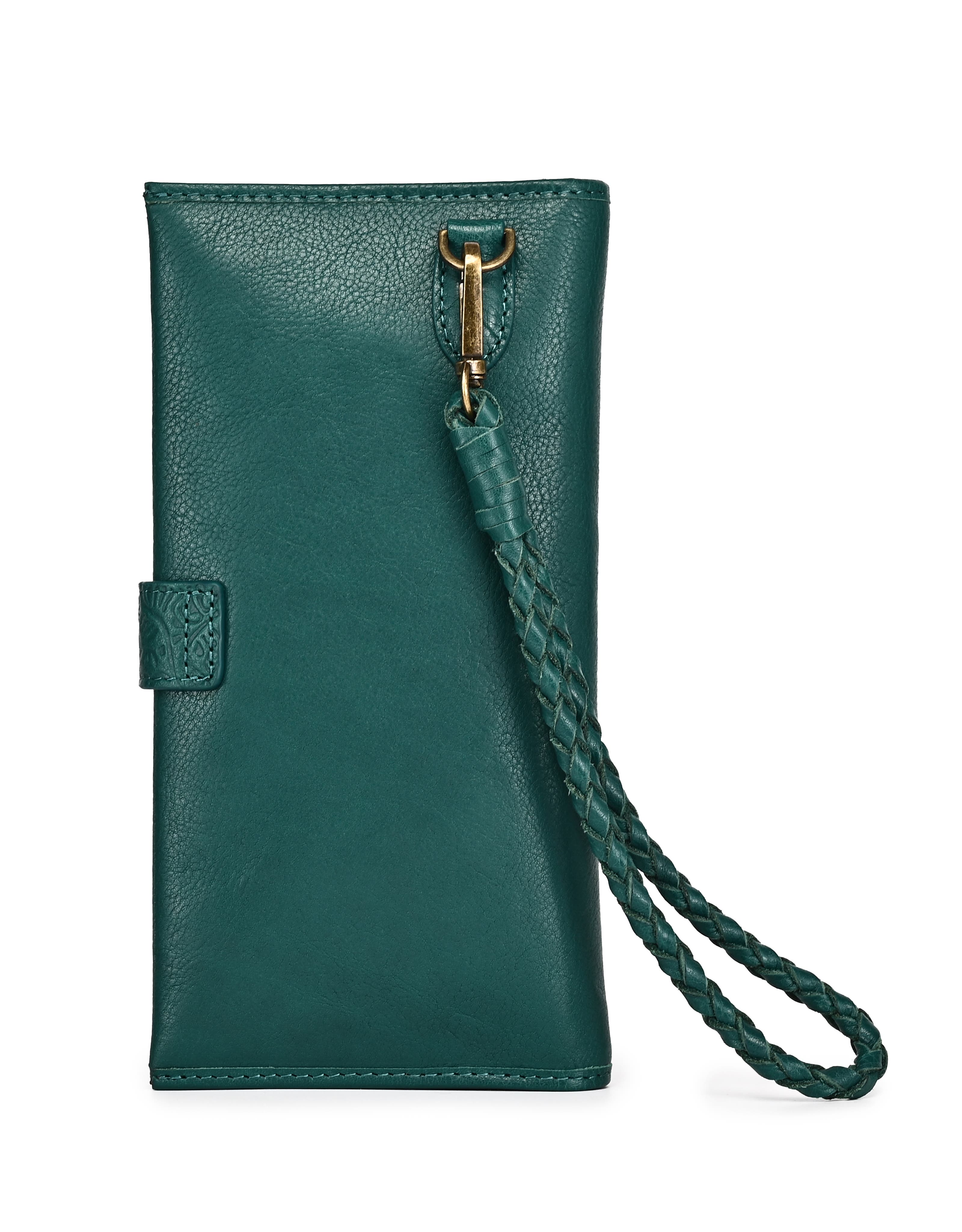 OLD TREND Iris Genuine Leather Modular RFID Wristlet Clutch, Alternate, color, Teal