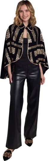 Embellished Velvet Capelet