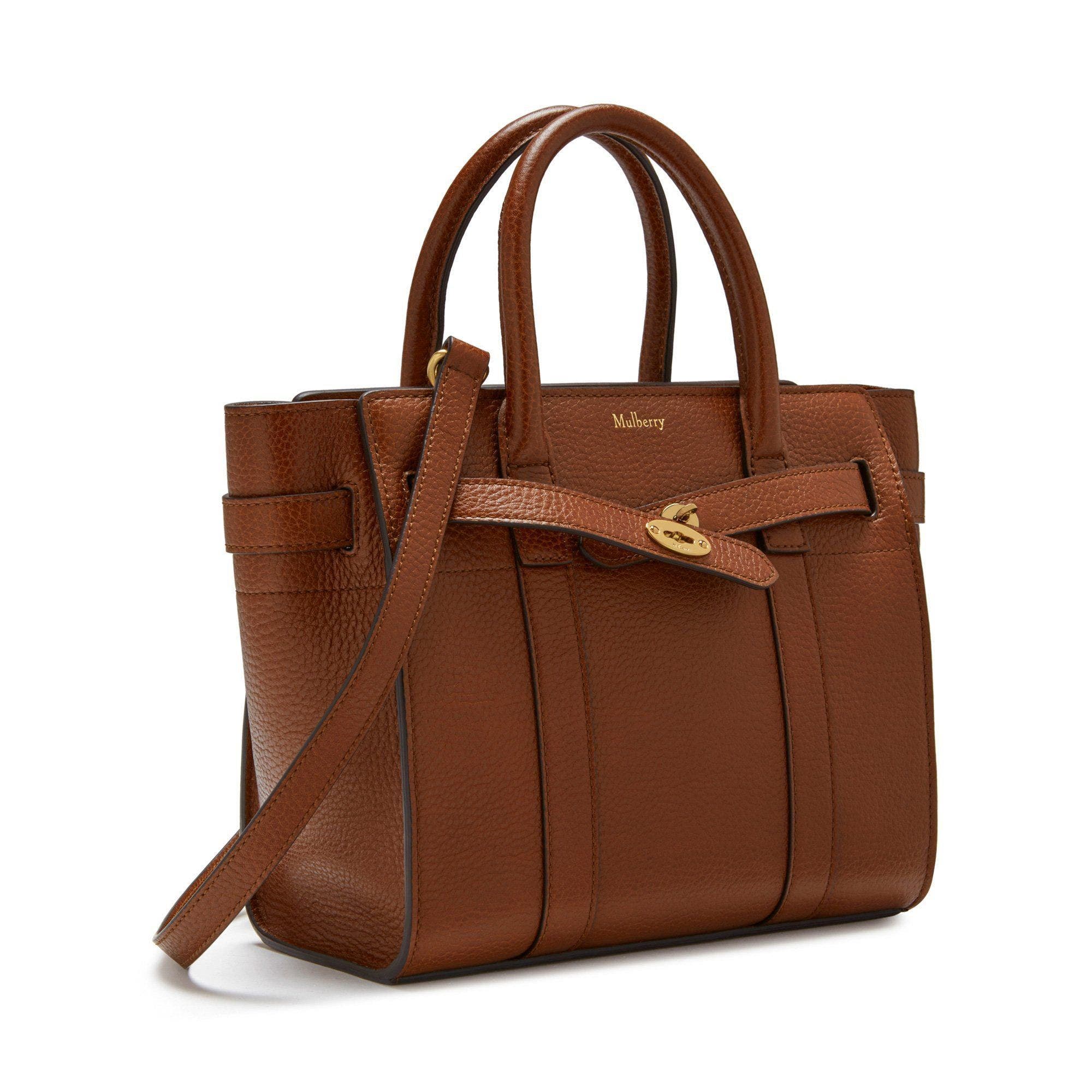 Mulberry Mini Zipped Bayswater Leather Satchel, Alternate, color, Oak