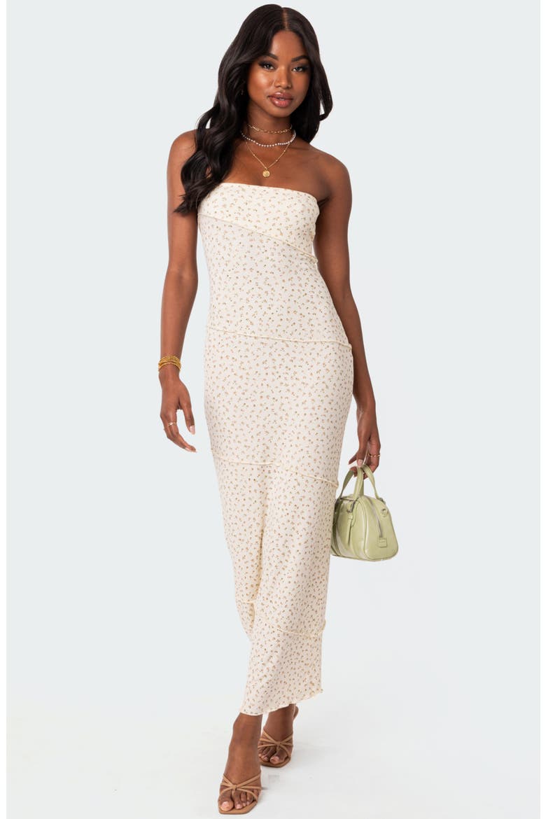 Lynn Rib Strapless Maxi Dress, Alternate, color, CREAM