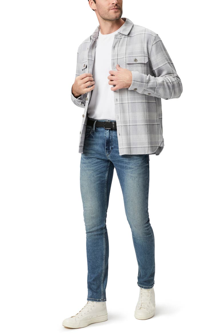 Wilbur Plaid Flannel Button-Up Overshirt, Alternate, color, GREY AURA