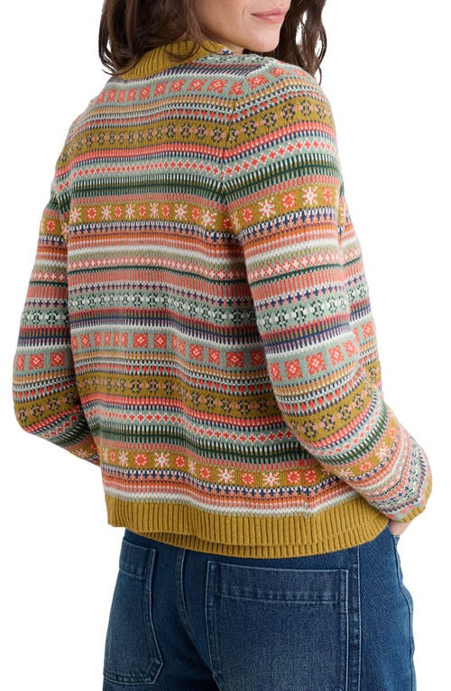 Seasalt Cornwall Cove Cottage Fair Isle Stripe Organic Cotton Cardigan In Green