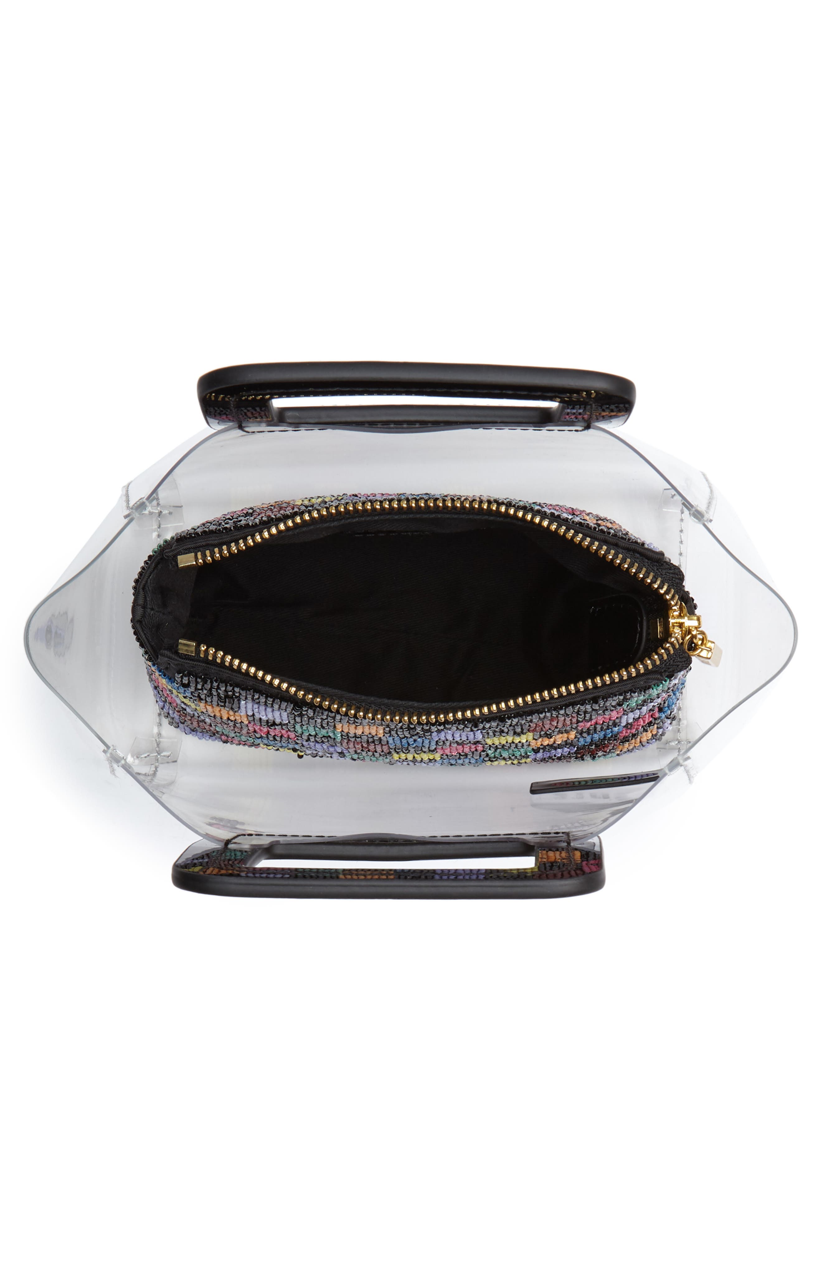 STAUD Mini Shirley Beaded Transparent Handbag, Alternate, color, 