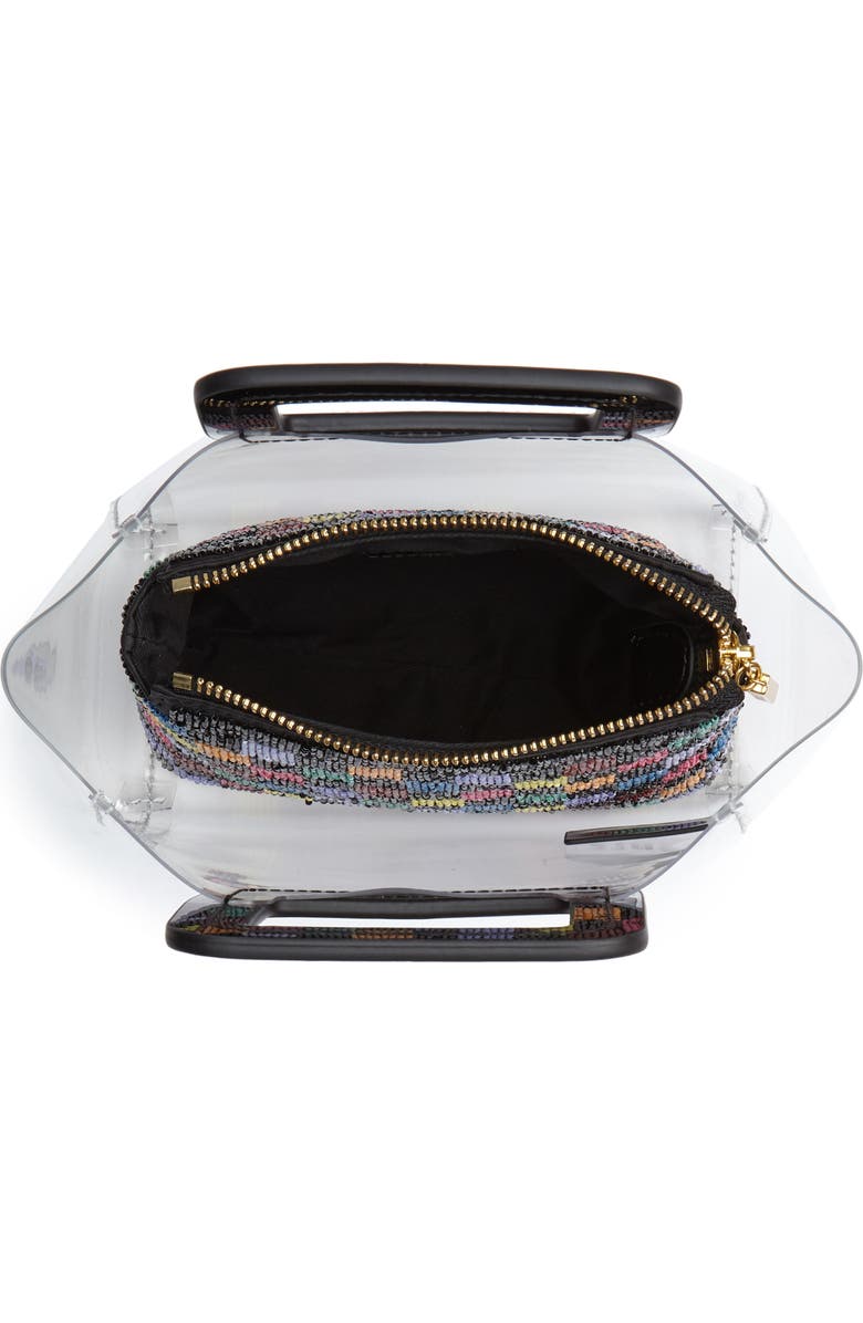 STAUD Mini Shirley Beaded Transparent Handbag, Alternate, color,