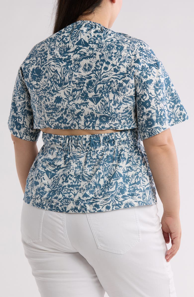Joie Renae Floral Linen Top, Alternate, color, Porcelain And Teal
