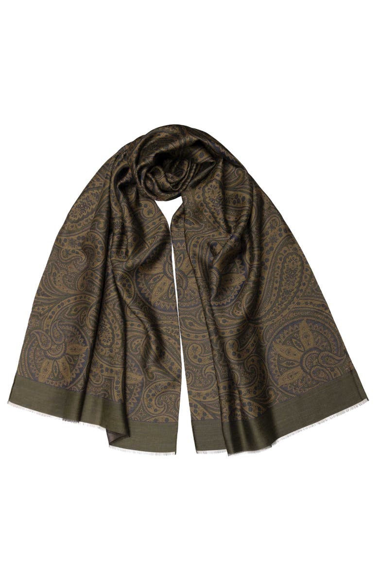 Elizabetta Leone - Wool Silk Scarf for Men, Alternate, color, Olive Green