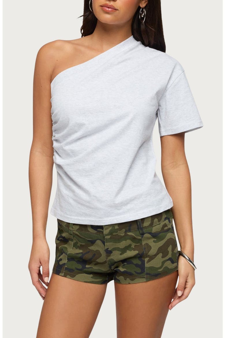 Yurey Gathered One Shoulder Top, Main, color, LIGHT-GRAY-MELANGE