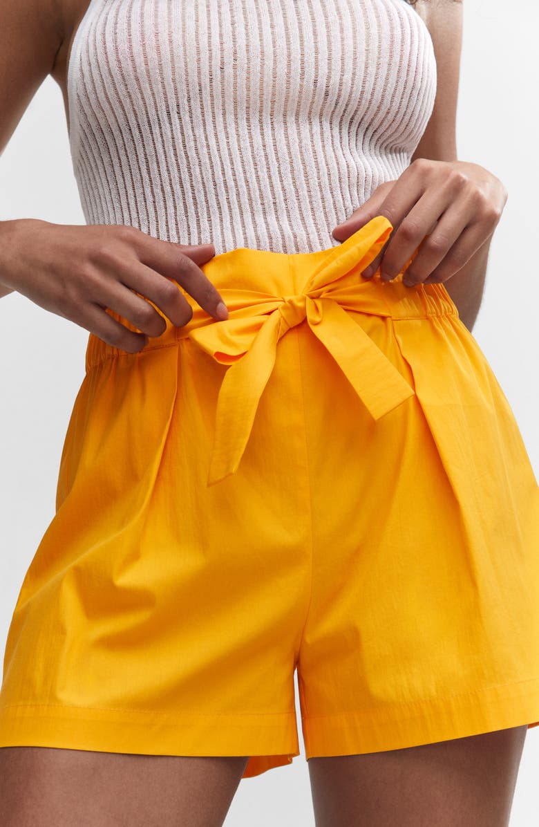 MANGO Bow Paperbag Shorts, Alternate, color, 
