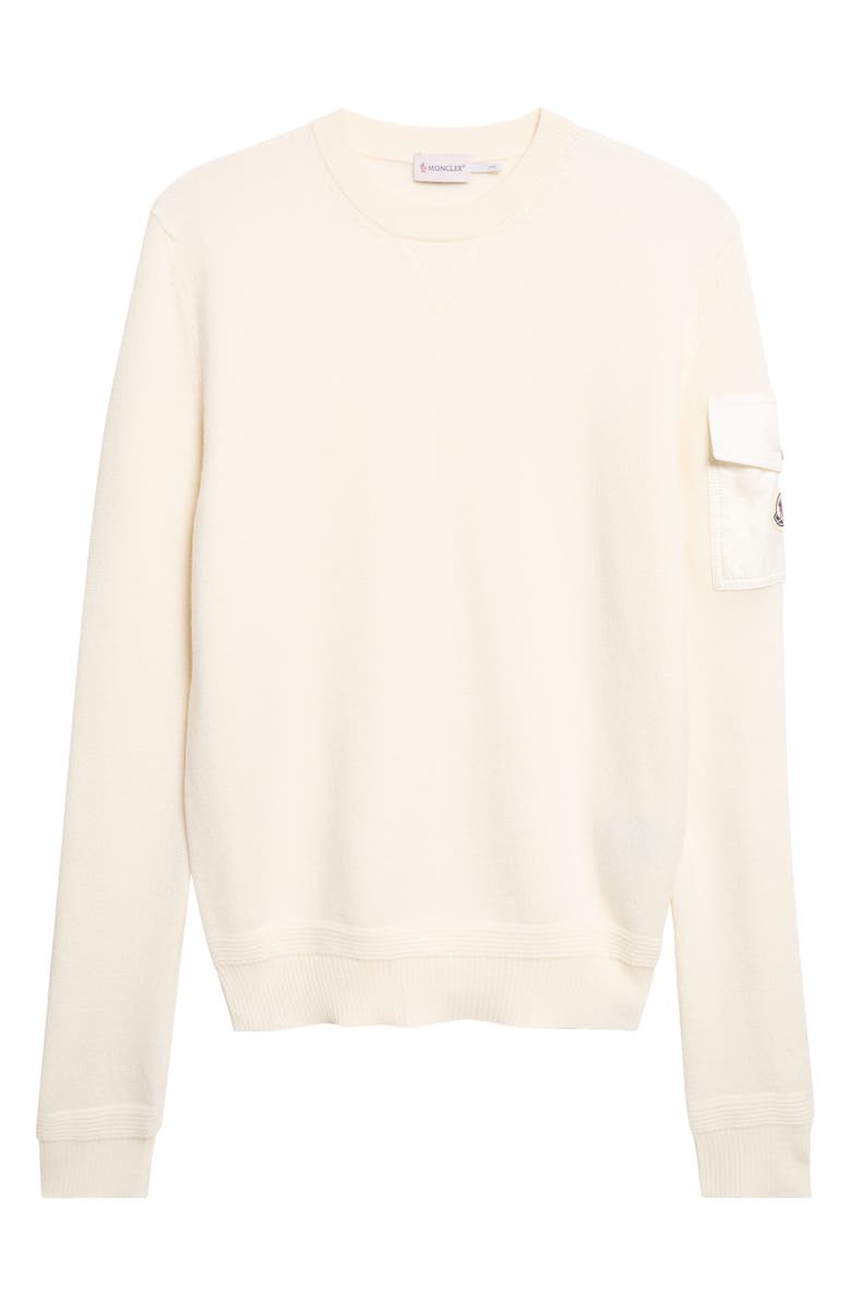 Moncler Wool Crewneck Sweater, Main, color, Silk White