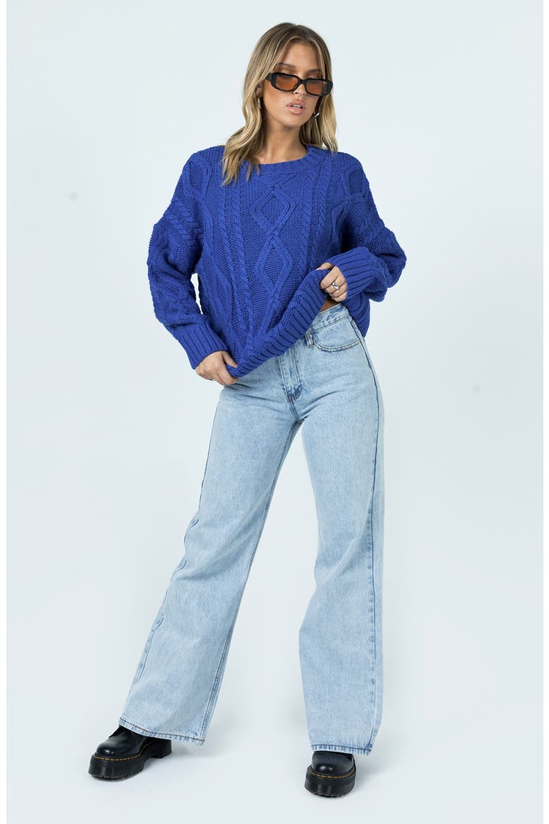 Anaya Oversize Cable Stitch Sweater, Alternate, color, BLUE