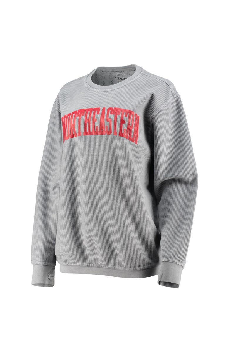 PRESSBOX Women's Pressbox Silver Northeastern Huskies Comfy Cord Vintage Wash Basic Arch Pullover Sweatshirt, Alternate, color, Silver