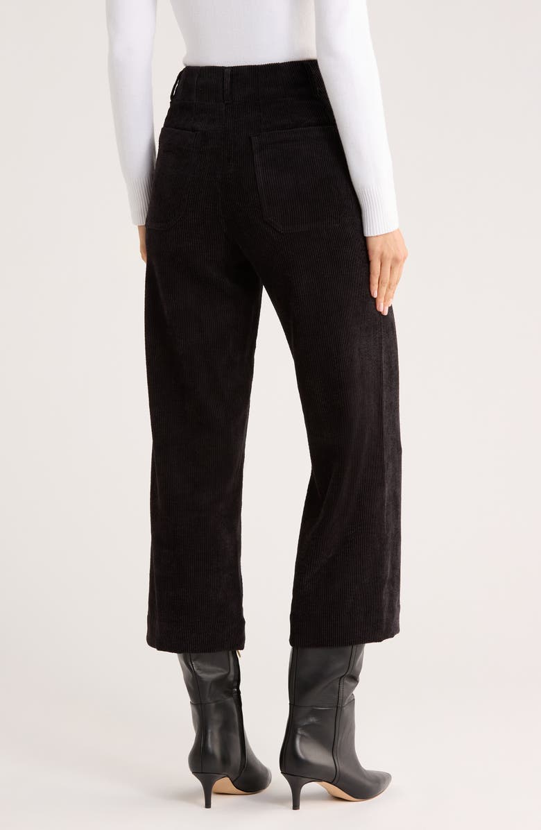 T Tahari Wide Leg Cropped Corduroy Pants, Alternate, color, Black