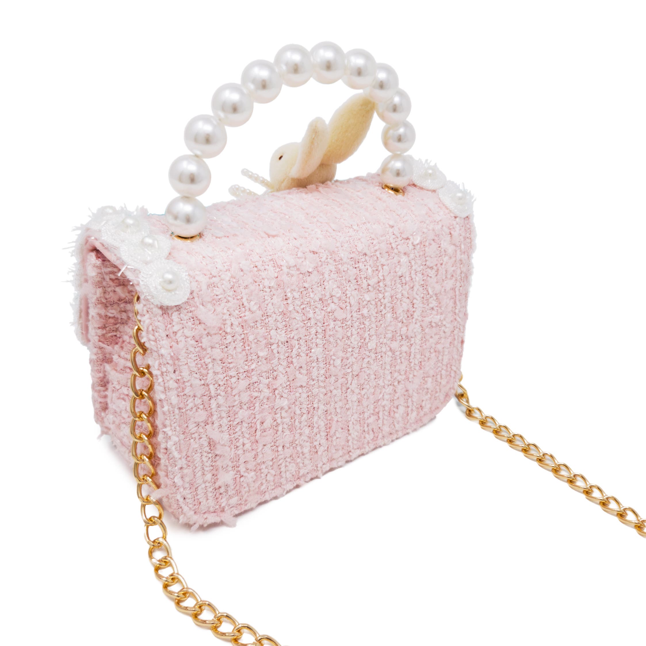 Bunny Royale Pearl Tweed Handbag, Alternate, color, Ballet Pink
