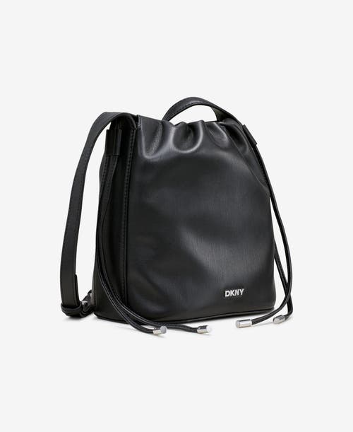 Dkny Channing Small Drawstring In Black/silver