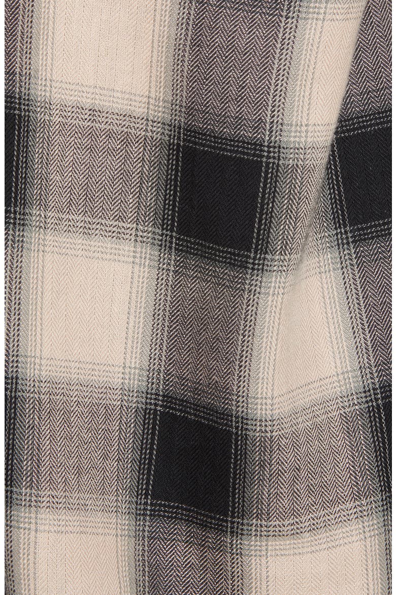 High/Low Plaid Button-Up Shirt, Alternate, color, PINK HERRINGBONE PLAID