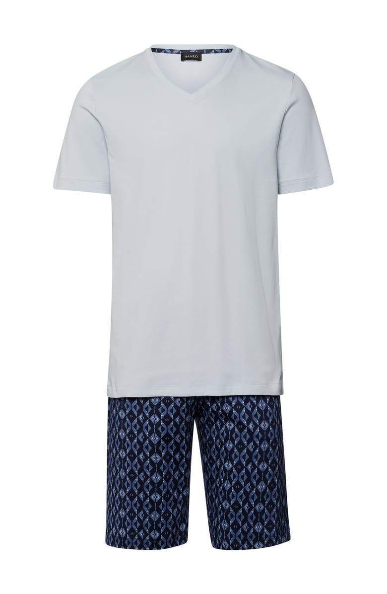 Hanro Night And Day Cotton Pajama Set, Main, color, Blue Diamonds