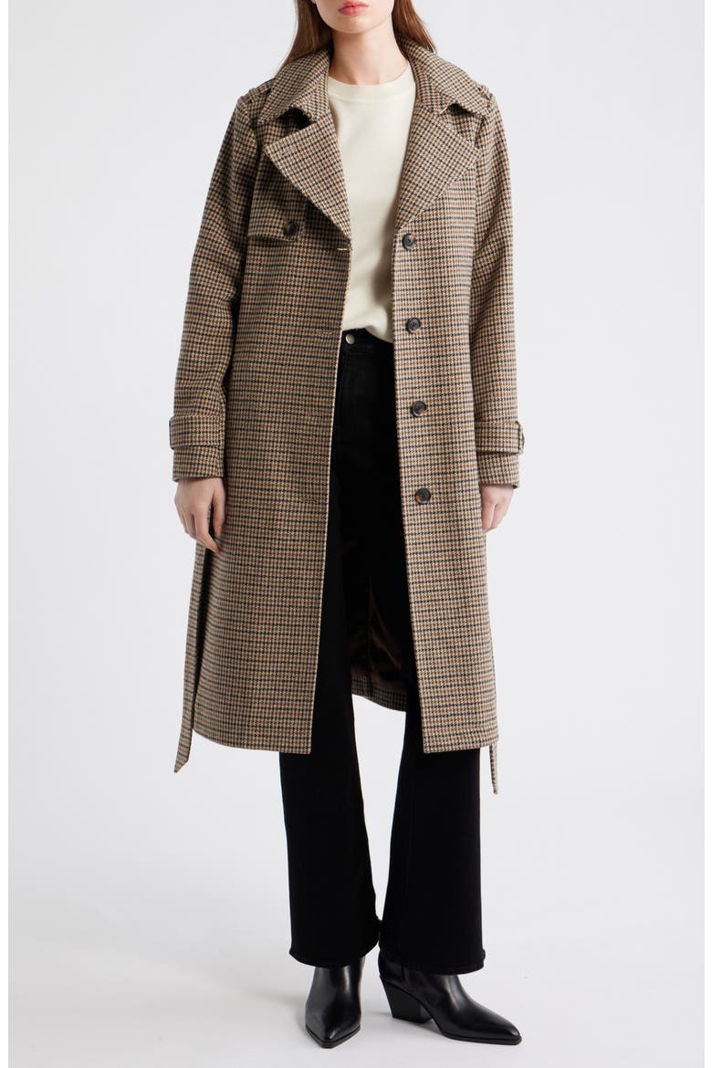 Belted Trench Coat, Alternate, color, BROWN/ BLACK HOUNDS