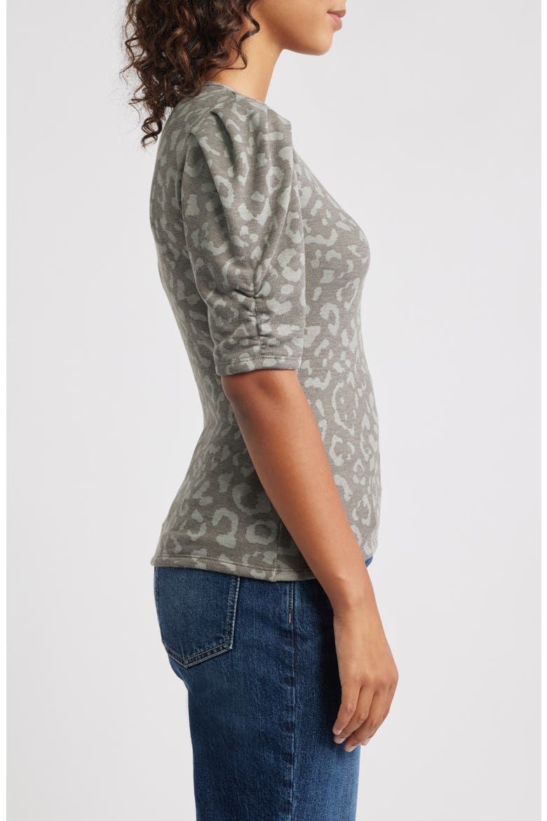 Pleated Puff Sleeve Fleece Top, Alternate, color, SAGE