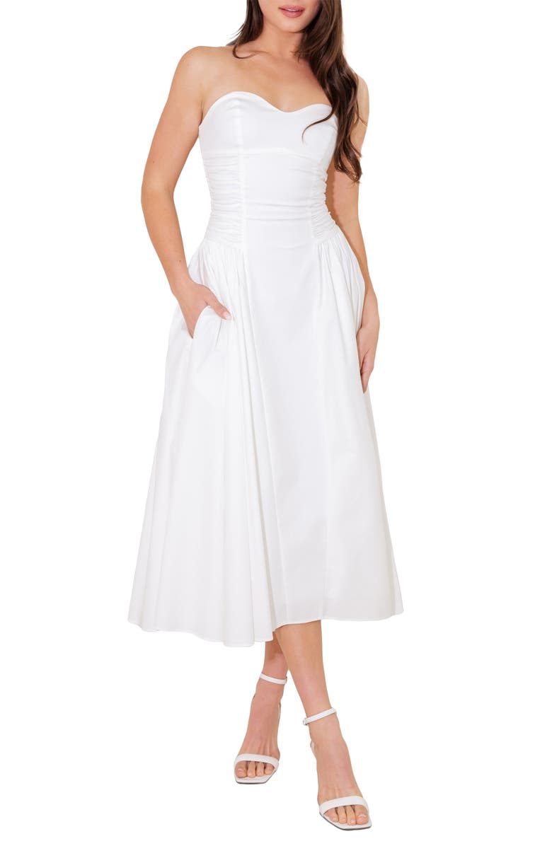 FREEMARKET Strapless Cotton Blend Midi Sundress, Main, color, 