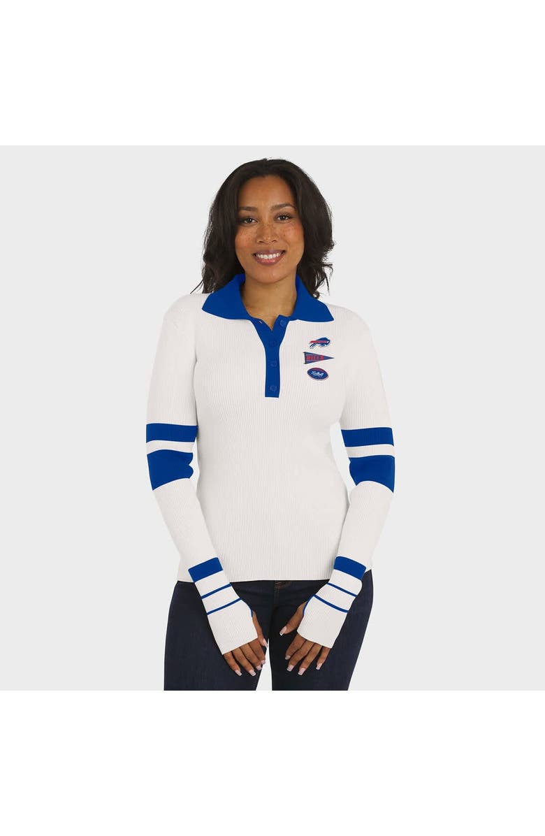 WEAR by Erin Andrews Women
s WEAR by Erin Andrews White Buffalo Bills Ribbed Henley Polo Sweater, Alternate, color, White