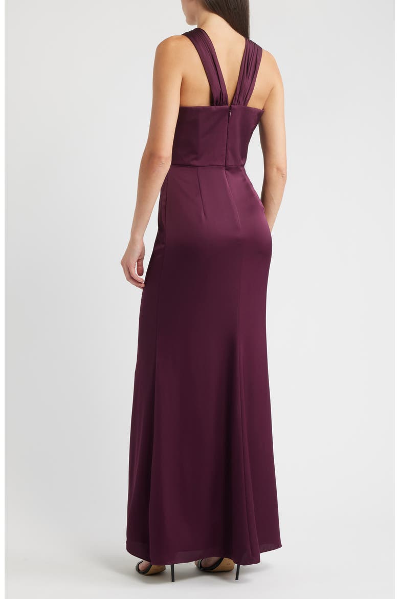 Rosalia Sleeveless Satin Gown, Alternate, color, DARK CHERRY